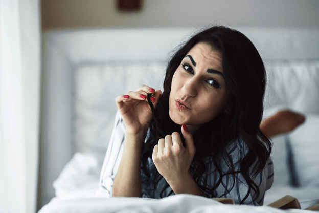 Lady laying in bed